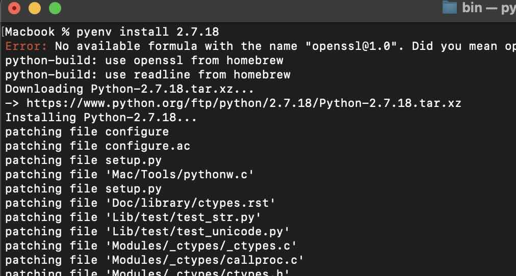 Installing Python 2.7.18 on macOS Sonoma